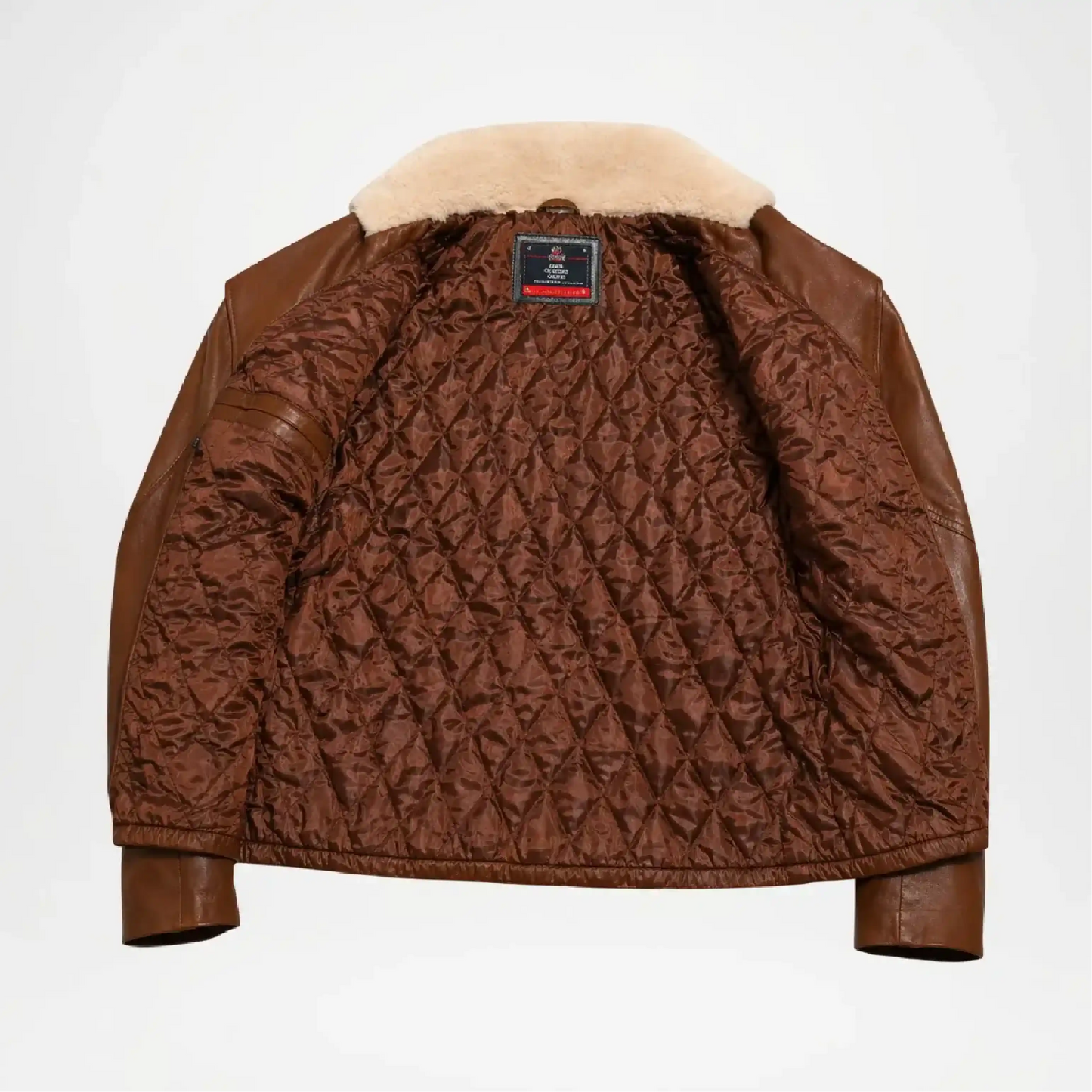 brown leather shearling coat quality check
