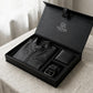 Black leather jacket, belt, and wallet set in a 'Leather Craft' box