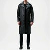 distressed black leather shearling coat