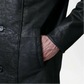 cai distressed black leather shearling coat