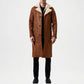 Cai Distressed Brown Leather Shearling Coat for Men
