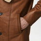 Cai Distressed Brown Leather Shearling Coat for Men