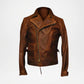 Distressed Brown Leather Jacket for Men | Genuine
