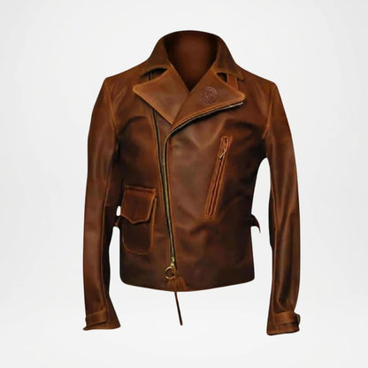 Distressed Brown Leather Jacket for Men | Genuine