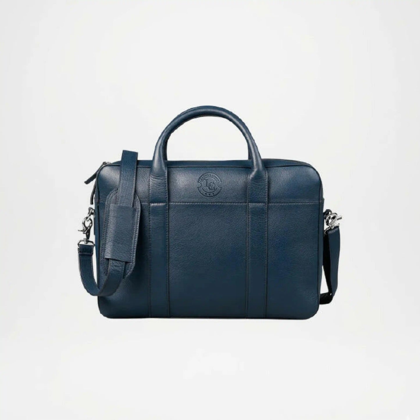  Midnight Blue Leather Messenger Bag