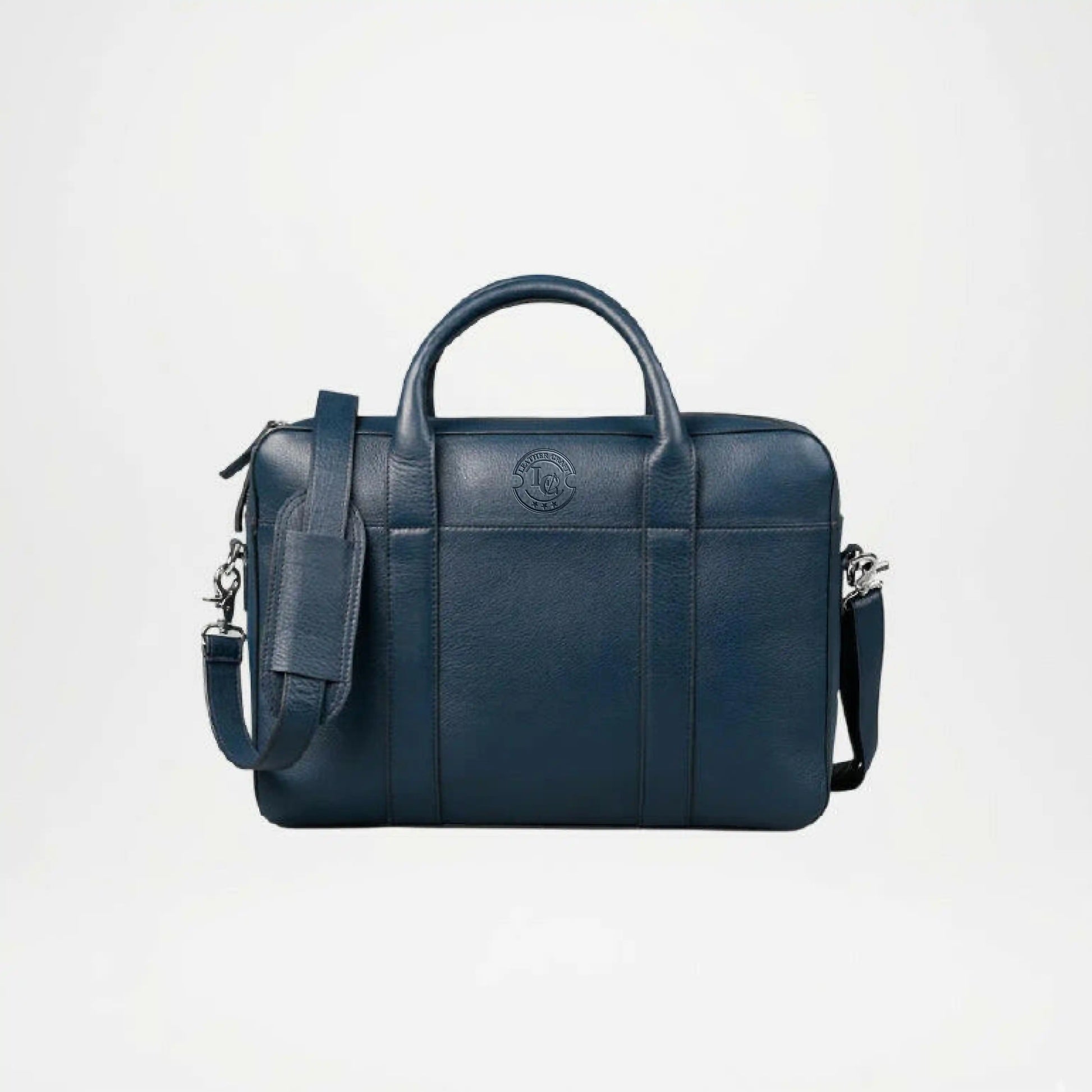  Midnight Blue Leather Messenger Bag