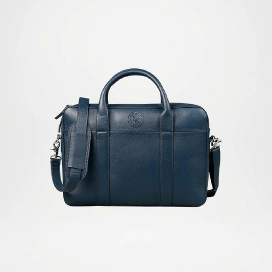  Midnight Blue Leather Messenger Bag