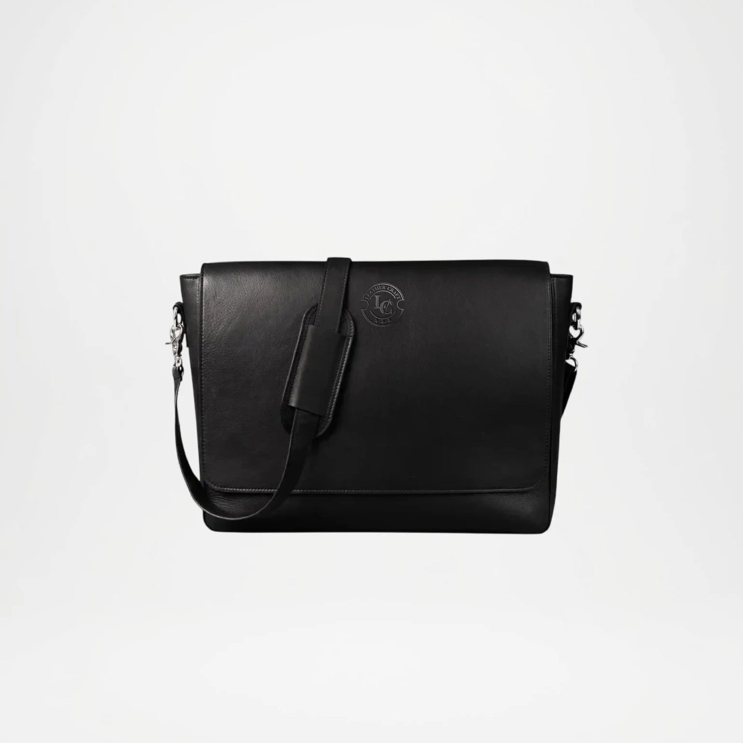 Carismatico Black Leather Messenger Bag for Men