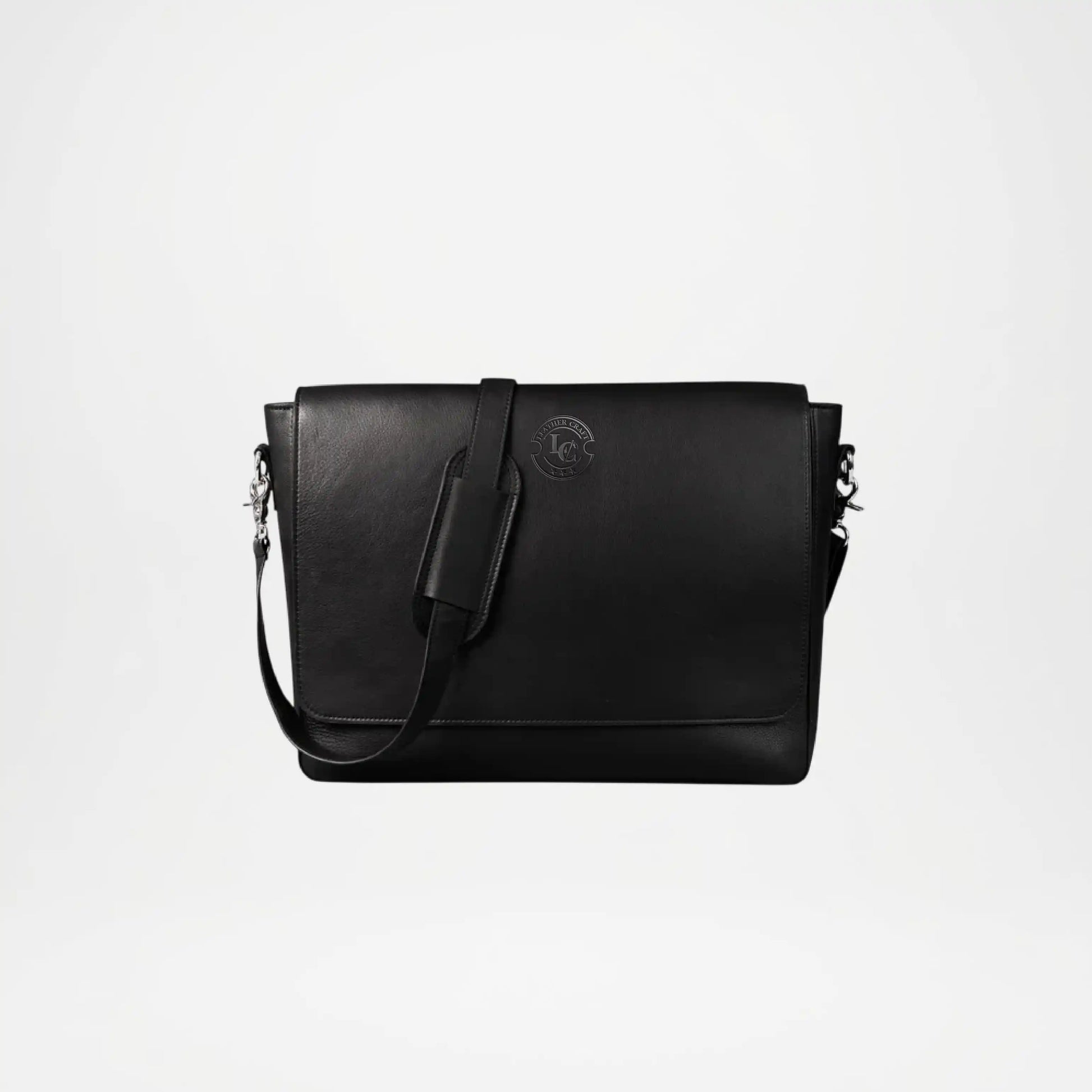 Carismatico Black Leather Messenger Bag for Men