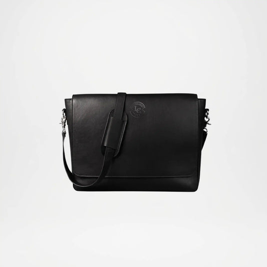 Carismatico Black Leather Messenger Bag for Men