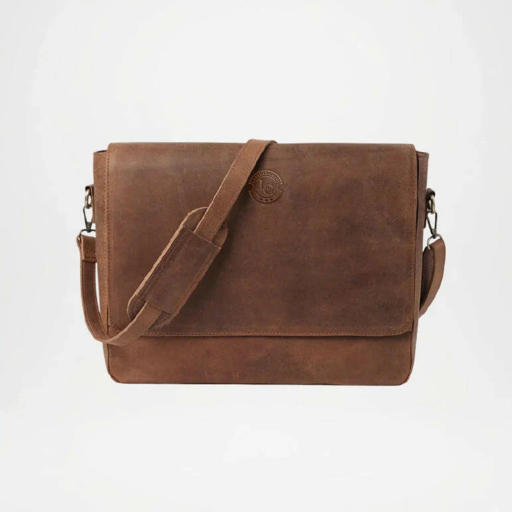 Brown Leather Messenger Bag for Men