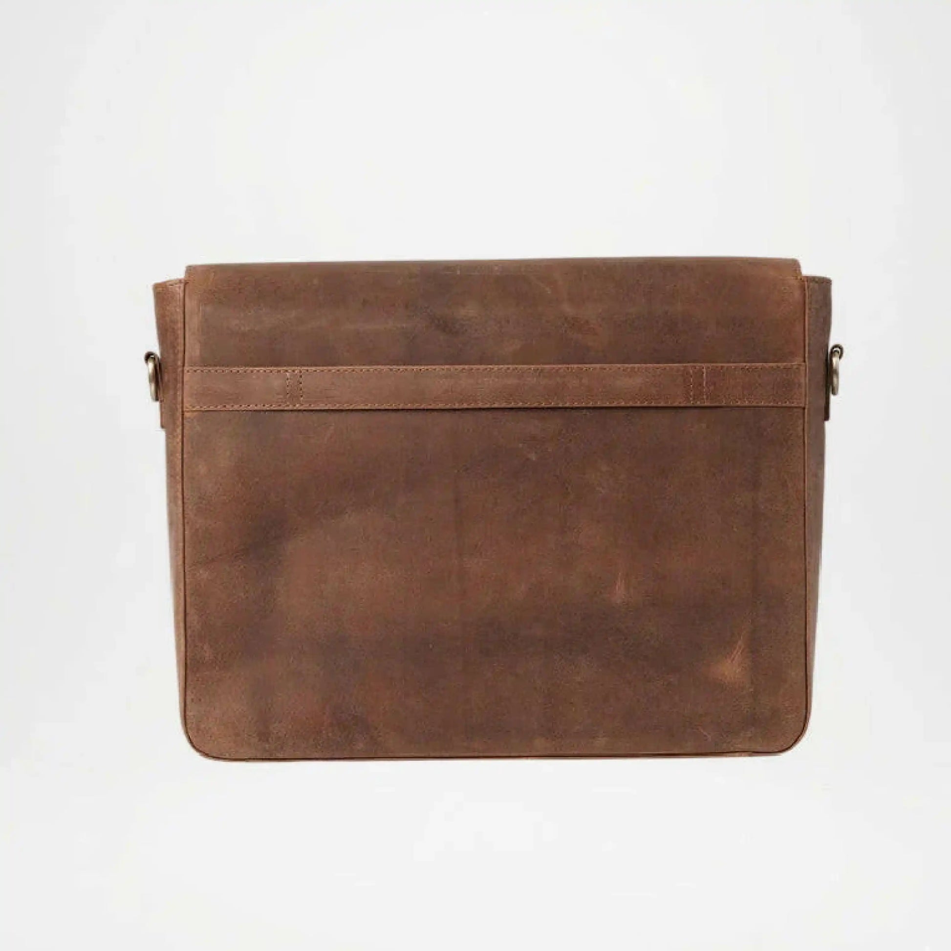 Brown leather bag on a white background