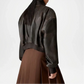 womens brown retro bomber jacket leather