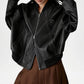 womens black retro bomber jacket leather