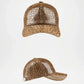 Two brown mesh baseball caps on a white background