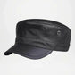 Chicago Plain Genuine Black Leather Army Cap