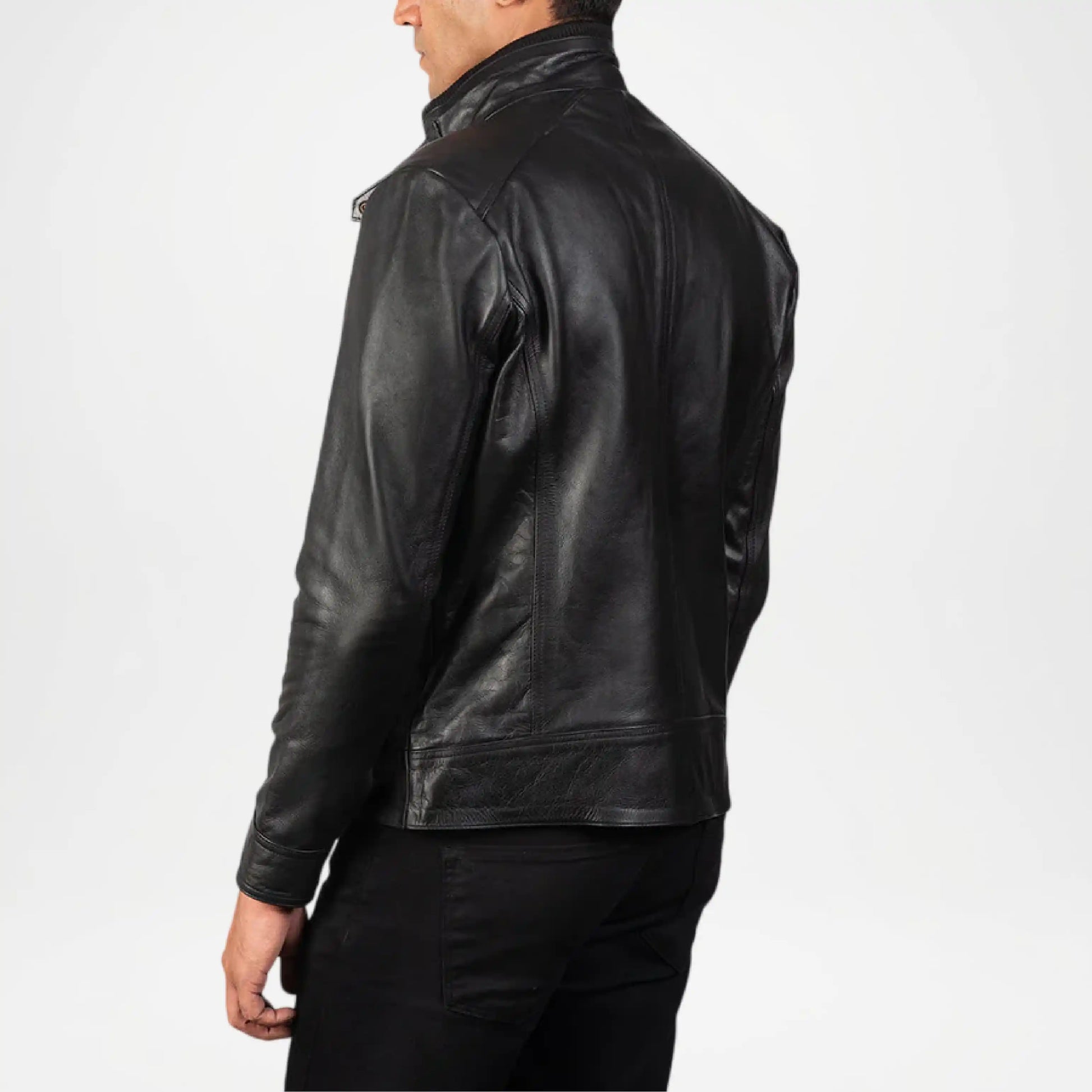 classic black leather motorcycle jacket