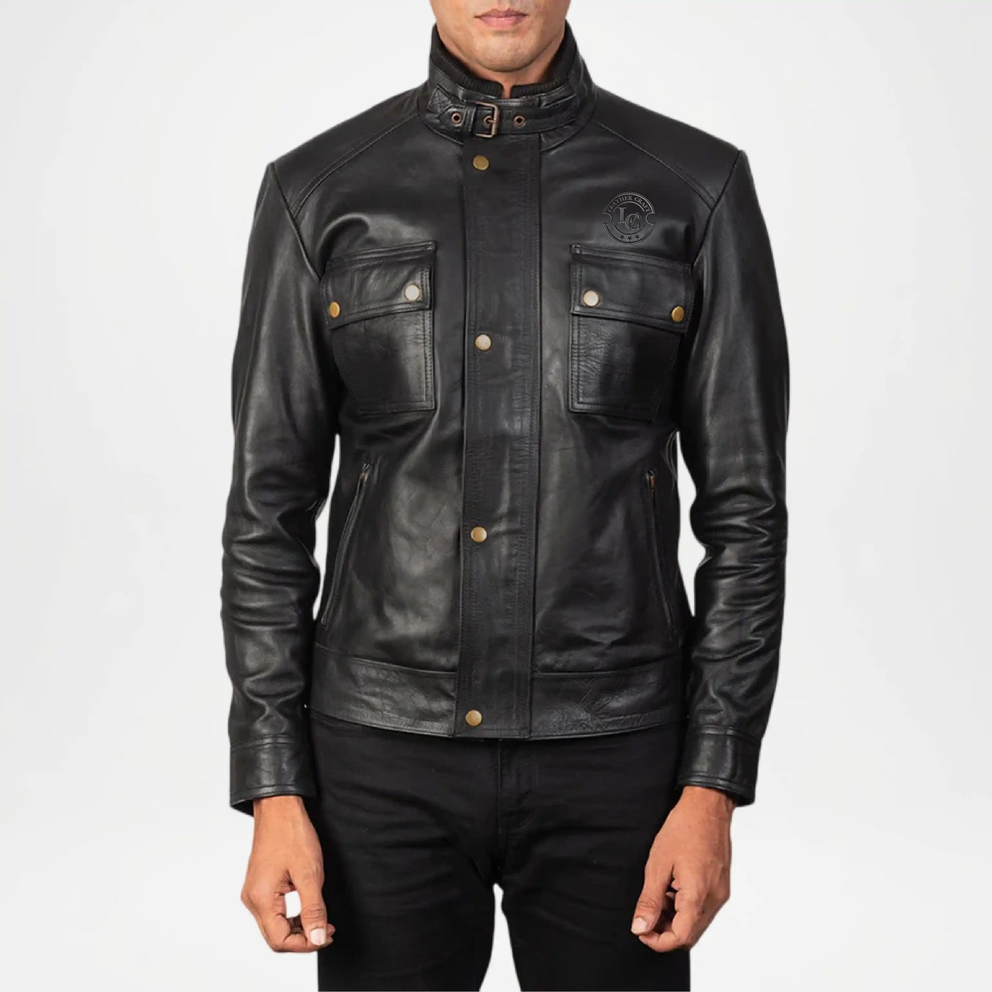 classic biker jacket black
