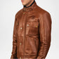 Classic Biker Style Men’s Brown Leather Moto Jacket