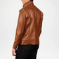 Classic Biker Style Men’s Brown Leather Moto Jacket