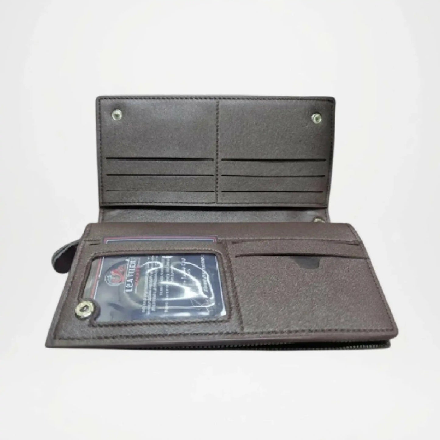 Open wallet with card holder on a white background