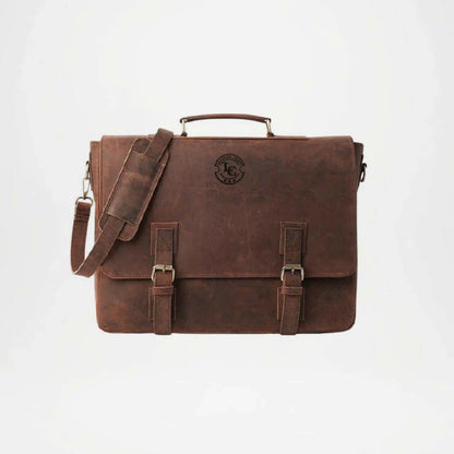 Distressed Brown Leather Messenger Bag
