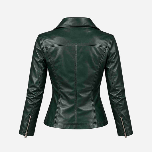 Dark Green Leather Jacket Women