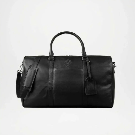 Darrio Black Leather Duffle Bag for Men