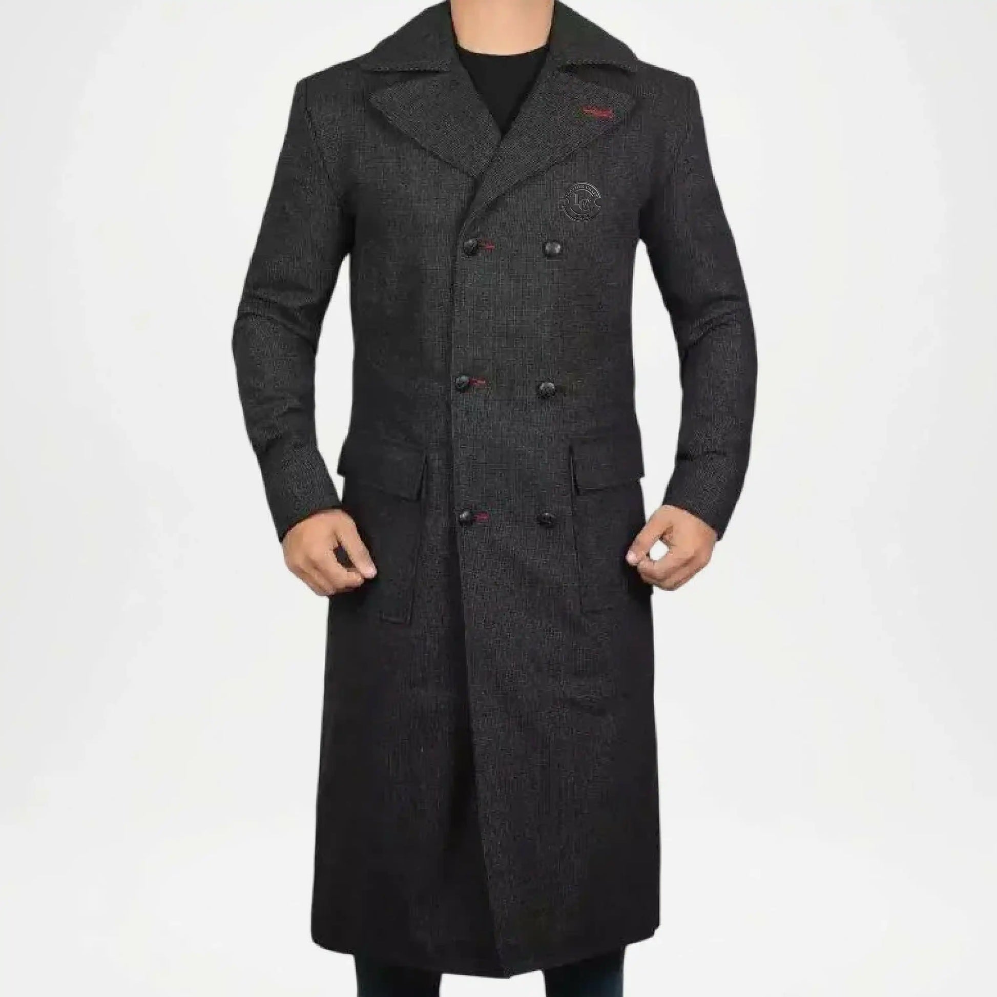 mens black wool coat
