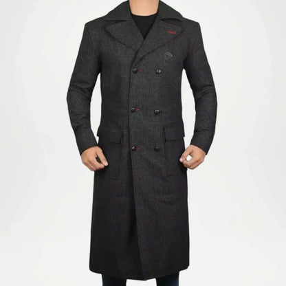 mens black wool coat
