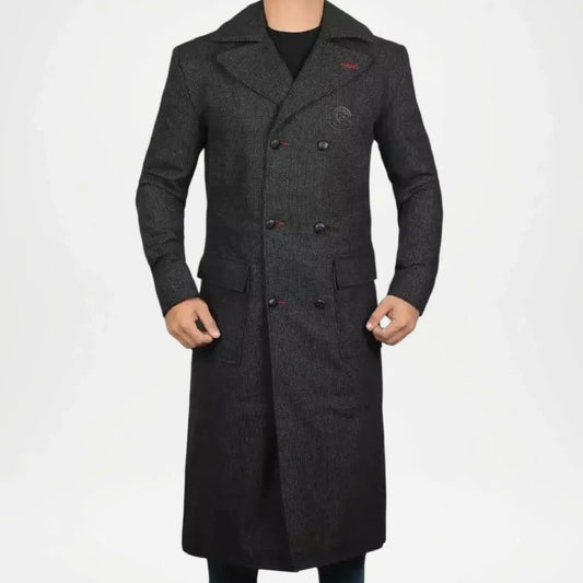 mens black wool coat
