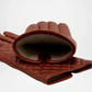 Brown Italian Lambskin Leather Gloves close up