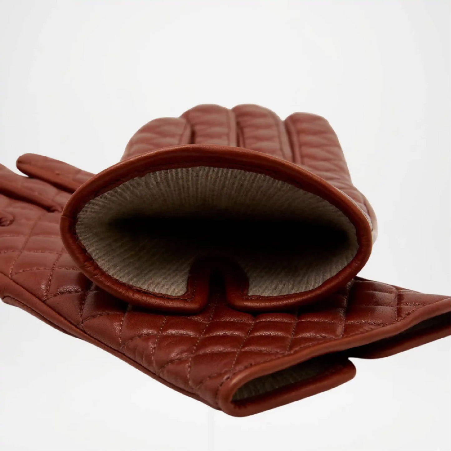 Brown Italian Lambskin Leather Gloves close up