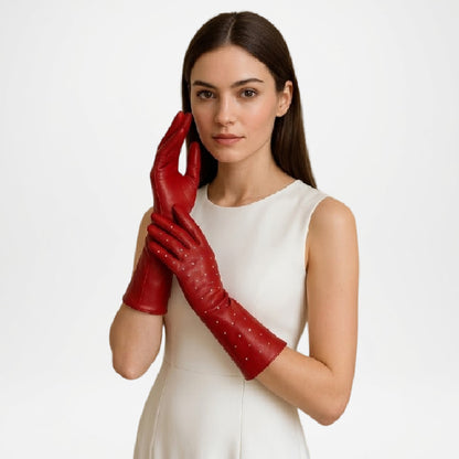 Red Leather Gloves for Women Soft Fit Stylish Look