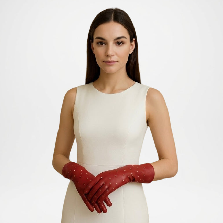 Red Leather Gloves for Women Soft Fit Stylish Look