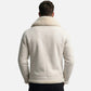 White Shearling Leather Jacket Men Aviator Style