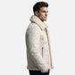 White Shearling Leather Jacket Men Aviator Style