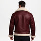 Men Aviator B3 Bomber Maroon Leather Jacket