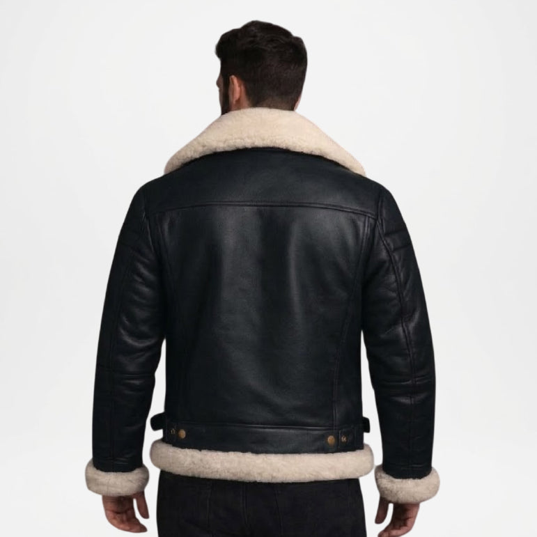 black leather b3 jacket men