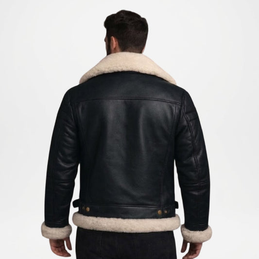 black leather b3 jacket men