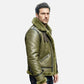 Olive Green Shearling Jacket Men RAF Aviator Style