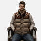 mens quilted puffer jacket brown