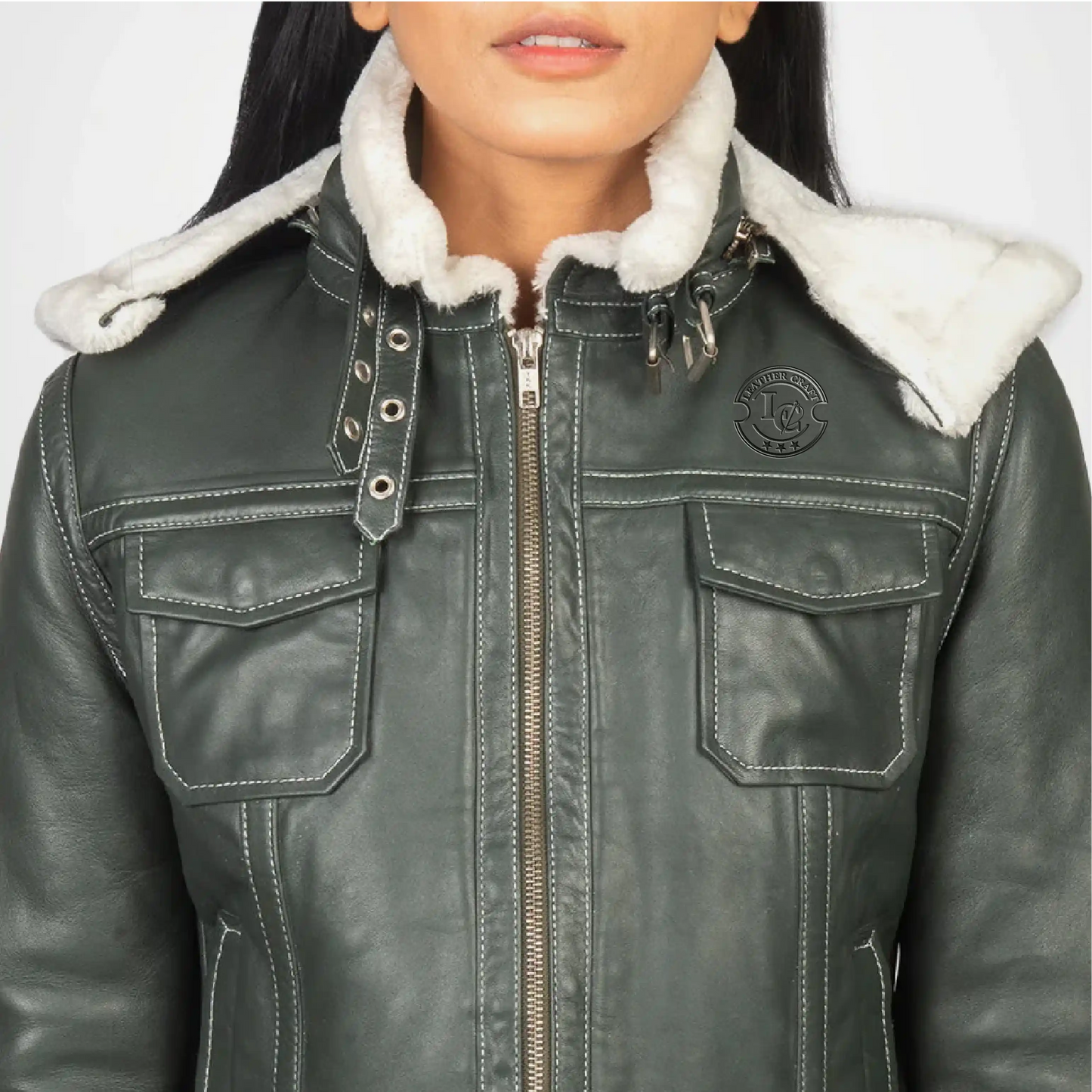 Fiona Green Shearling jacket for women