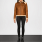 brown leather bomber jacket with fur collar
