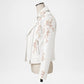 Floral White Leather Biker Jacket for Women