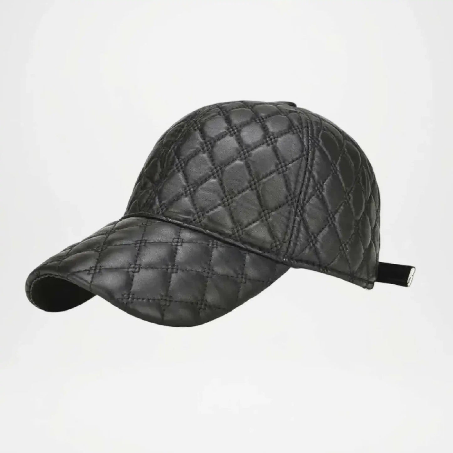 Black Padded Leather Cap Men