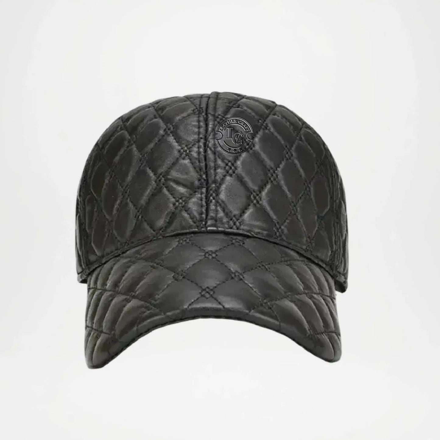 Frampton Black Padded Genuine Leather Cap for Men