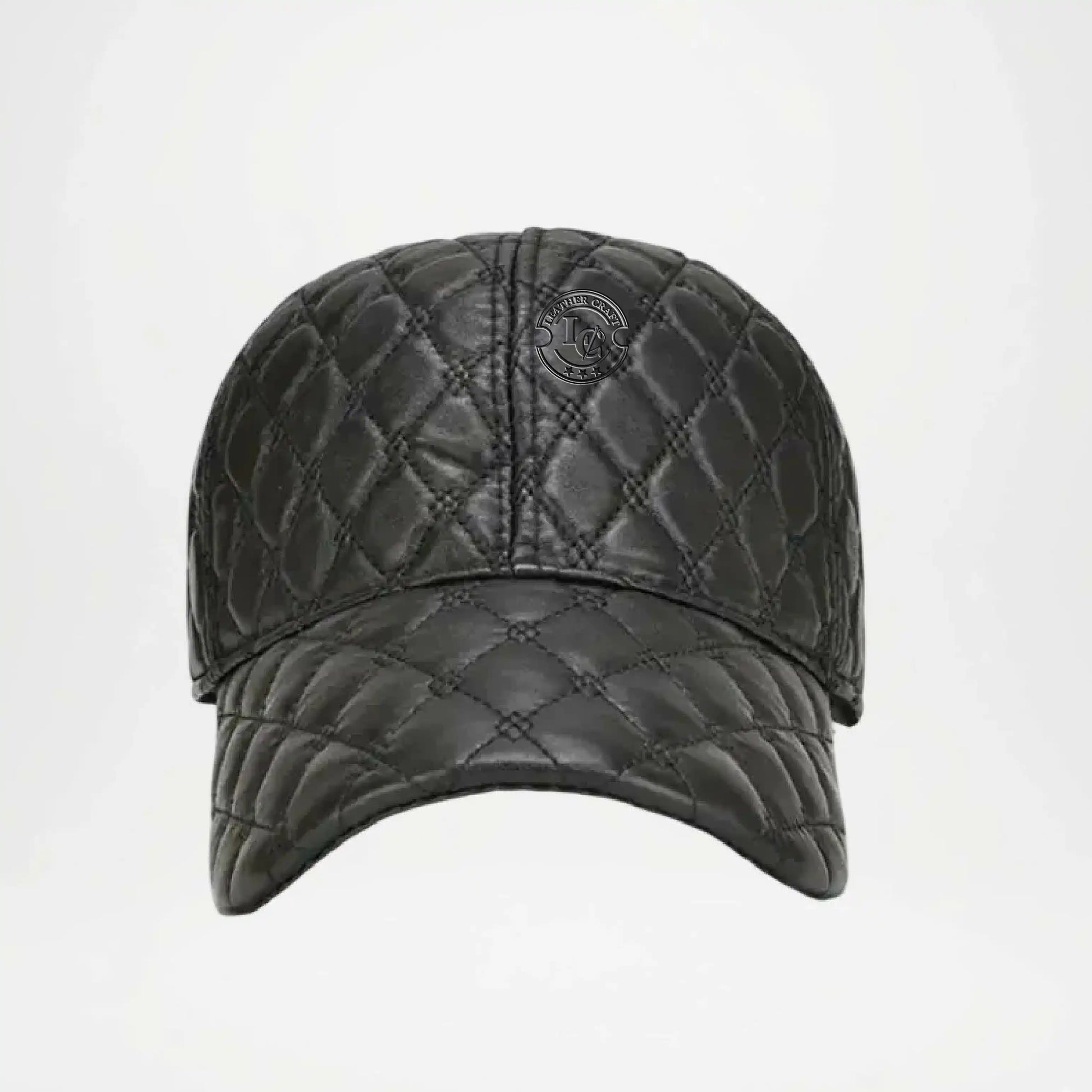 Frampton Black Padded Genuine Leather Cap for Men