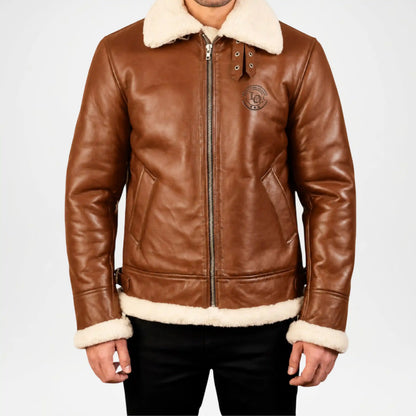 Francis Brown Shearling Bomber Jacket for Men