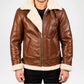 Francis Brown Shearling Bomber Jacket for Men